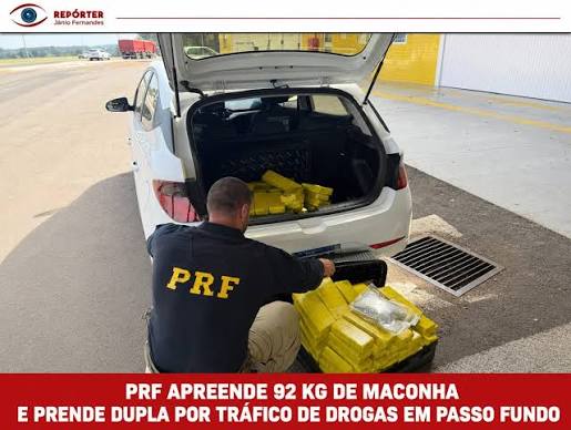 Dupla é presa na BR-285 com 92 kg de droga avaliada em mais de R$ 200 mil, no RS